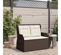 Owoxanthellate Reclining Panca da giardino 110 x 67 x 95 cm, marrone rattan sintetico, resistente alle intemperie, schienale regolabile, morbido cuscino per balcone, terrazza, giardino e salotto per