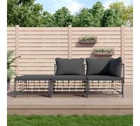 Owoxanthellate Sala da giardino, 3 pezzi, in polyrattan, con cuscino, 72 x 72 cm, design moderno, robusto e durevole, per balcone, terrazza e giardino d'inverno