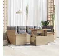 Owoxanthellate Sala da giardino, 7 pezzi, beige, divano angolare in polyrattan, con spazio di archiviazione, moderni, mobili da terrazza, resistenti alle intemperie, set per giardino, balcone e