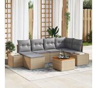 Owoxanthellate Sala da giardino, 7 pezzi, beige, in legno di acacia, modulare, 8 posti, resistente agli agenti atmosferici, per terrazze, balconi, piccoli giardini