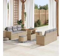 Owoxanthellate Sala da giardino, 9 pezzi, beige, polyrattan, 270 cm, set completo con tavolo regolabile in altezza, design moderno e robustezza per balcone, terrazza, giardino
