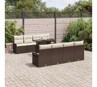 Owoxanthellate Sala da giardino, 9 pezzi, marrone, 100 x 55 x 73 cm, in rattan sintetico, resistente alle intemperie, regolabile in altezza, per balcone, terrazza e piccoli giardini