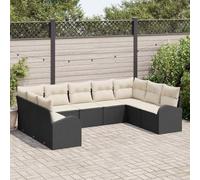 Owoxanthellate Sala da giardino a 9 posti, in rattan sintetico, resistente alle intemperie, 300 x 300 cm, panchina angolare modulare, design moderno, robusta e durevole, per terrazza, balcone