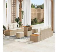 Owoxanthellate Sala da giardino beige, 8 pezzi, 92 x 62 x 69 cm, in rattan sintetico, resistente alle intemperie, con tavolo e sgabelli, design moderno, per terrazza, balcone, giardino