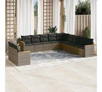 Owoxanthellate Sala da giardino da 11 pezzi, grigio, in polyrattan, per esterni, 62 x 62 x 69 cm, modulare, design moderno, robusto e durevole, per giardino, terrazza, balcone