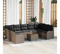 Owoxanthellate Sala da giardino grigio 10-TLG 5 sedile centrale 2 angoli a 2 bracci, 1 tavolo in rattan di acacia resistente alle intemperie modulare terrazza balcone