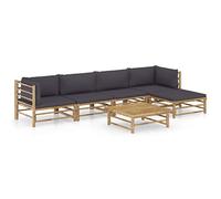Owoxanthellate Sala da giardino in bambù, 6 pezzi, 65 x 70 x 60 cm, grigio scuro, protezione dalle intemperie e modulare, per esterni, gruppo angolare per balcone, terrazza, giardino