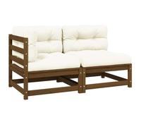 Owoxanthellate Sala da giardino in pino 70 x 70 x 67 cm, colore: marrone miele con cuscino crema, resistente alle intemperie e modulare