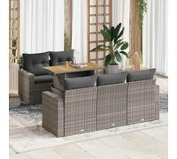 Owoxanthellate Sala da giardino in polyrattan, 320 x 55 cm, grigio, con tavolo in legno regolabile in altezza, resistente alle intemperie, per terrazza, balcone, giardino d'inverno