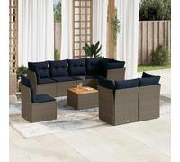 Owoxanthellate Sala da giardino in polyrattan, 62 x 62 x 69 cm, resistente alle intemperie, con tavolo in legno di acacia, spazio di archiviazione, resistente ai raggi UV, per balcone, terrazza e