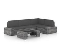 Owoxanthellate Sala da giardino in rattan grigio antracite, resistente alle intemperie, 90 x 50 x 26 cm, con piano in vetro, modulare, per terrazze, balconi, giardini d'inverno