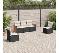 Owoxanthellate Sala da giardino in rattan nero, 55 x 62 x 69 cm, con cuscino bianco crema, design moderno, robusto, in rattan sintetico, per terrazze, balconi, giardini, esterni