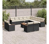 Owoxanthellate Sala da giardino in rattan nero, 62 x 62 cm, resistente alle intemperie, per esterni, con spazio di archiviazione e sacchetti impermeabili per terrazze, balconi, giardini, 14 pezzi
