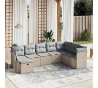 Owoxanthellate Sala da giardino in rattan sintetico, 8 pezzi, 62 x 62 x 69 cm, con cuscino in tessuto, modulare, resistente alle intemperie, per giardino, terrazza o giardino d'inverno