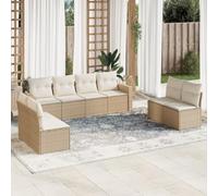 Owoxanthellate Sala da giardino in rattan sintetico, 8 pezzi, beige, 55 x 62 x 69 cm, con spazio di archiviazione, resistente ai raggi UV, modulare, per terrazze, balconi, verande d'inverno
