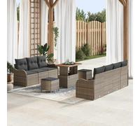 Owoxanthellate Sala da giardino in rattan sintetico, set da 10 pezzi, grigio, 90 x 55 x 71 cm, moderno balcone, con spazio di archiviazione, resistente alle intemperie, per terrazza, giardino