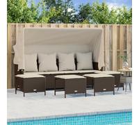 Owoxanthellate Sala da giardino marrone, 204 x 75 x 140 cm, con tettuccio parasole regolabile, in rattan sintetico, resistente alle intemperie, per terrazza, balcone e giardino d'inverno