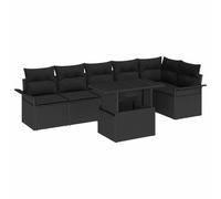 Owoxanthellate Sala da giardino modulare, 7 pezzi, nero, in polyrattan, resistente alle intemperie, divano ad angolo, per terrazze, balcone o giardino, fino a 6 persone