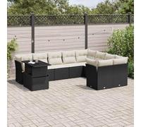 Owoxanthellate Sala da giardino modulare in polyrattan nero, per esterni, con tavolo regolabile in altezza, 62 x 62 x 69 cm, robusto, resistente ai raggi UV, per balcone, terrazza e giardino
