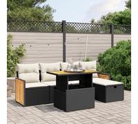 Owoxanthellate Sala da giardino nero, 6 pezzi, 100 x 55 cm, tavolo regolabile in legno di acacia, 55 x 62 x 69 cm, con cuscino per terrazze, balconi, esterni