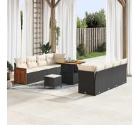 Owoxanthellate Sala da giardino nero crema 11-TLG 80 x 80 cm, in rattan sintetico, resistente alle intemperie, regolabile in altezza, per balcone, terrazza, giardino, balcone