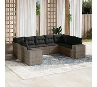 Owoxanthellate Salone da giardino, 9 pezzi, grigio, 62 x 62 x 69 cm, in polyrattan, resistente alle intemperie, modulare con cuscino per balcone, terrazza e giardino d'inverno