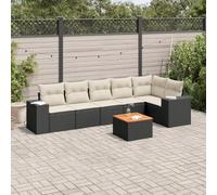 Owoxanthellate Salone da giardino in rattan sintetico, 7 pezzi, 62 x 62 x 69 cm, resistente alle intemperie, con tavolo in legno di acacia e cuscino rimovibile per balcone, terrazza, giardino