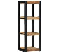 Owoxanthellate Scaffale da parete, 35 x 35 x 100 cm, in legno di mango massiccio grezzo, elegante libreria e mensola sospesa per soggiorno, ufficio e studio, stabile scaffale da parete con molto
