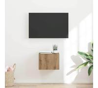 Owoxanthellate Scaffale da parete per TV, realizzato in legno di quercia, 39 x 31 x 29,5 cm, con porta basculante a 90°, moderno, per soggiorno, camera da letto, corridoio