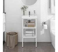 Owoxanthellate Scaffale per lavabo bianco, 40 x 38 x 83 cm, in ferro, moderno, salvaspazio, per piccoli bagni, WC degli ospiti