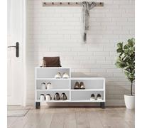 Owoxanthellate Scarpiera bianca, 102 x 36 x 60 cm, in legno con gambe in metallo, moderna scarpiera salvaspazio organizer per corridoio, soggiorno e camera da letto