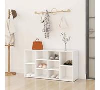 Owoxanthellate Scarpiera bianca, 103 x 30 x 55 cm, in legno con 10 scomparti, moderna scarpiera organizer salvaspazio per ingresso, soggiorno, camera da letto