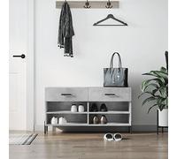 Owoxanthellate Scarpiera grigio cemento, 102 x 35 x 55 cm, con 2 cassetti e 4 scomparti, materiale in legno e gambe in ferro, portata 110 kg, look industriale moderno per corridoio, soggiorno, camera