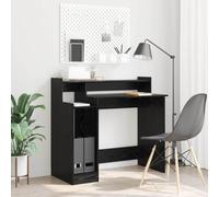 Owoxanthellate Scrivania a LED in rovere nero, 97 x 45 x 90 cm, con USB-C e illuminazione blu, salvaspazio, per piccoli spazi e installazione di gioco