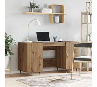 Owoxanthellate Scrivania Artisan Rovere 140 x 50 x 75 cm, scrivania in legno con 2 ripiani e 2 ante, design industriale per casa, ufficio, gaming e ufficio