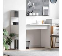 Owoxanthellate Scrivania bianca 113 x 54 x 120 cm, in legno con 4 ripiani, moderna scrivania angolare salvaspazio per casa, ufficio, soggiorno, ufficio