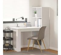 Owoxanthellate Scrivania con ripiano, colore bianco, 122 x 67 x 145 cm, in legno, moderno, per computer, con spazio di archiviazione e ufficio, per casa, ufficio, camera dei ragazzi e studio