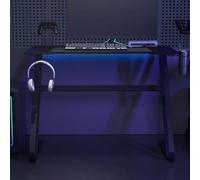 Owoxanthellate Scrivania da gaming, colore nero, 110 x 60 x 75 cm, con telaio ZZ, supporto per cuffie e porta bicchieri, robusto legno e ferro da tavolo, design moderno, per casa, ufficio, gioco e