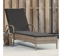 Owoxanthellate Sedia a sdraio in rattan sintetico, con ruote, schienale regolabile, 61 x 161 x 87 cm, grigio, design resistente alle intemperie, con spesso cuscino per giardino, balcone e piscina