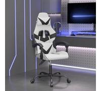 Owoxanthellate Sedia da gaming bianca nera in ecopelle regolabile in altezza 57,5 x 59,5 x 121-131 cm, ergonomica, regolazione dello schienale a 360°, funzione girevole per casa, ufficio, soggiorno