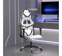 Owoxanthellate Sedia da gaming, colore nero, bianco, in ecopelle, 67 x 64 x 116 - 127 cm, regolabile in altezza, con funzione reclinabile, ergonomica, per ufficio, casa, ufficio, soggiorno, gaming