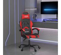 Owoxanthellate Sedia da gaming, colore nero/rosso, in ecopelle, 57,5 × 59,5 × 121 - 131 cm, regolabile in altezza a 135°, cuscino massaggiante, rotazione a 360°, ergonomica per la casa e l'ufficio