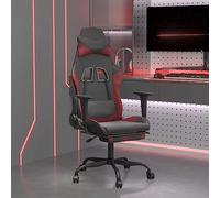 Owoxanthellate Sedia da gaming nera e rosso vino con poggiapiedi, 66 x 56 x 131 cm, ergonomica, in ecopelle, robusta e regolabile in altezza, per ufficio e installazione di zocker