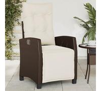 Owoxanthellate Sedia da giardino regolabile in rattan PE 57 x 66 x 93 cm con cuscino bianco crema e pediera Design moderno per balcone terrazza e campeggio