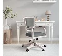 Owoxanthellate Sedia da ufficio grigio scuro regolabile in altezza 57 5x57x92 99 5 cm sedia girevole in tessuto vintage barocco comoda sedia da scrivania con ruote per casa ufficio e ufficio