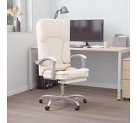 Owoxanthellate Sedia da ufficio per massaggio, ergonomica, color crema, in similpelle, 63 x 56 x 120 cm, regolabile in altezza, sedia girevole con massaggio USB, per casa, ufficio, gioco