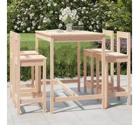 Owoxanthellate Set bar da giardino in legno di pino massiccio, 121 x 82,5 x 110 cm, 5 pezzi Rustic Lounge per terrazze, balconi, esterni, con tavolo da bar e 4 sgabelli da bar per giardino, cucina