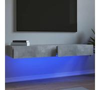 Owoxanthellate Set basso per TV, grigio cemento, 120 x 35 x 15,5 cm, in materiale di legno con illuminazione LED RGB, design moderno, robusto e durevole, per soggiorno, camera da letto e corridoio