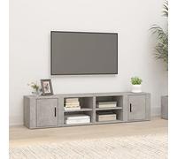 Owoxanthellate Set basso per TV, grigio cemento, 80 x 31,5 x 36 cm, in legno, moderna credenza con 3 scomparti e fermata della porta selezionabile, per soggiorno, camera da letto, corridoio