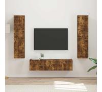 Owoxanthellate Set basso per TV in rovere affumicato con illuminazione a LED, 2 x 30 x 31 x 60 cm e 1 x 60 x 31 x 29,5 cm, design moderno, robusto e durevole, per soggiorno, ufficio, camera da letto